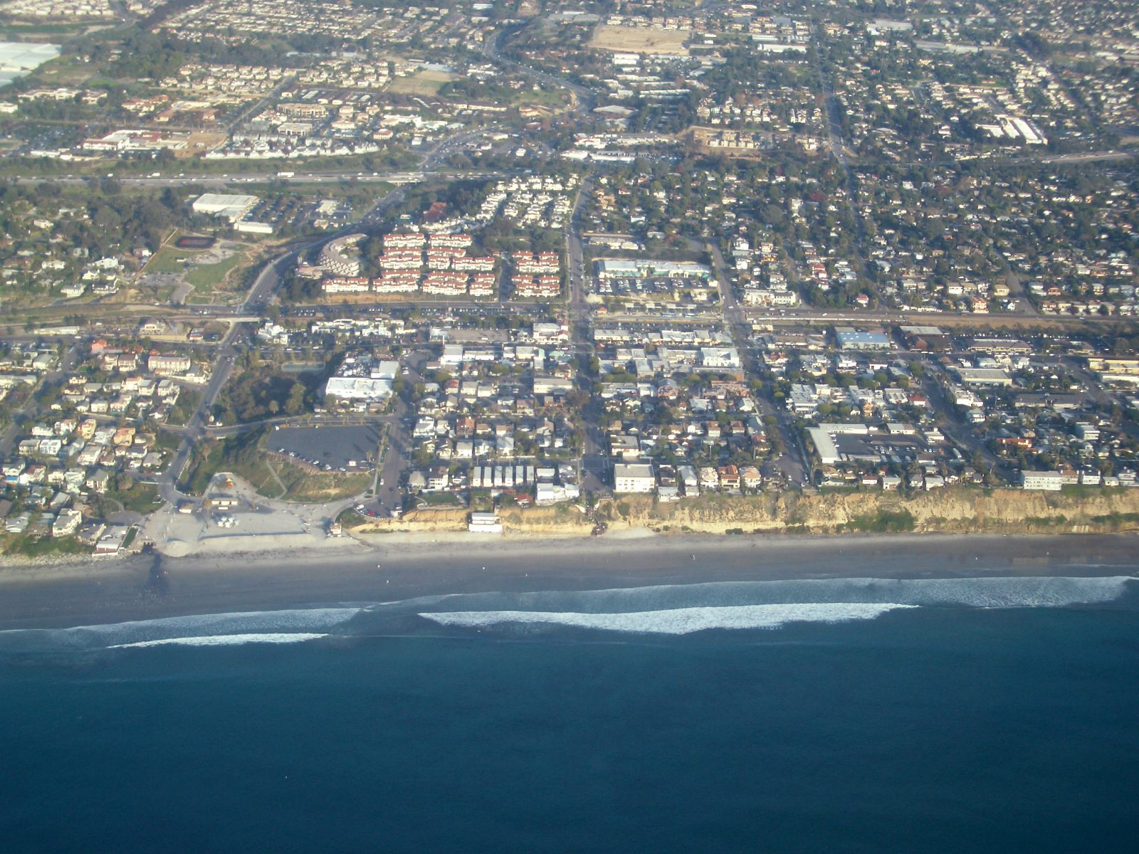 Aerial view of the Encinitas coastline and neighborhoods